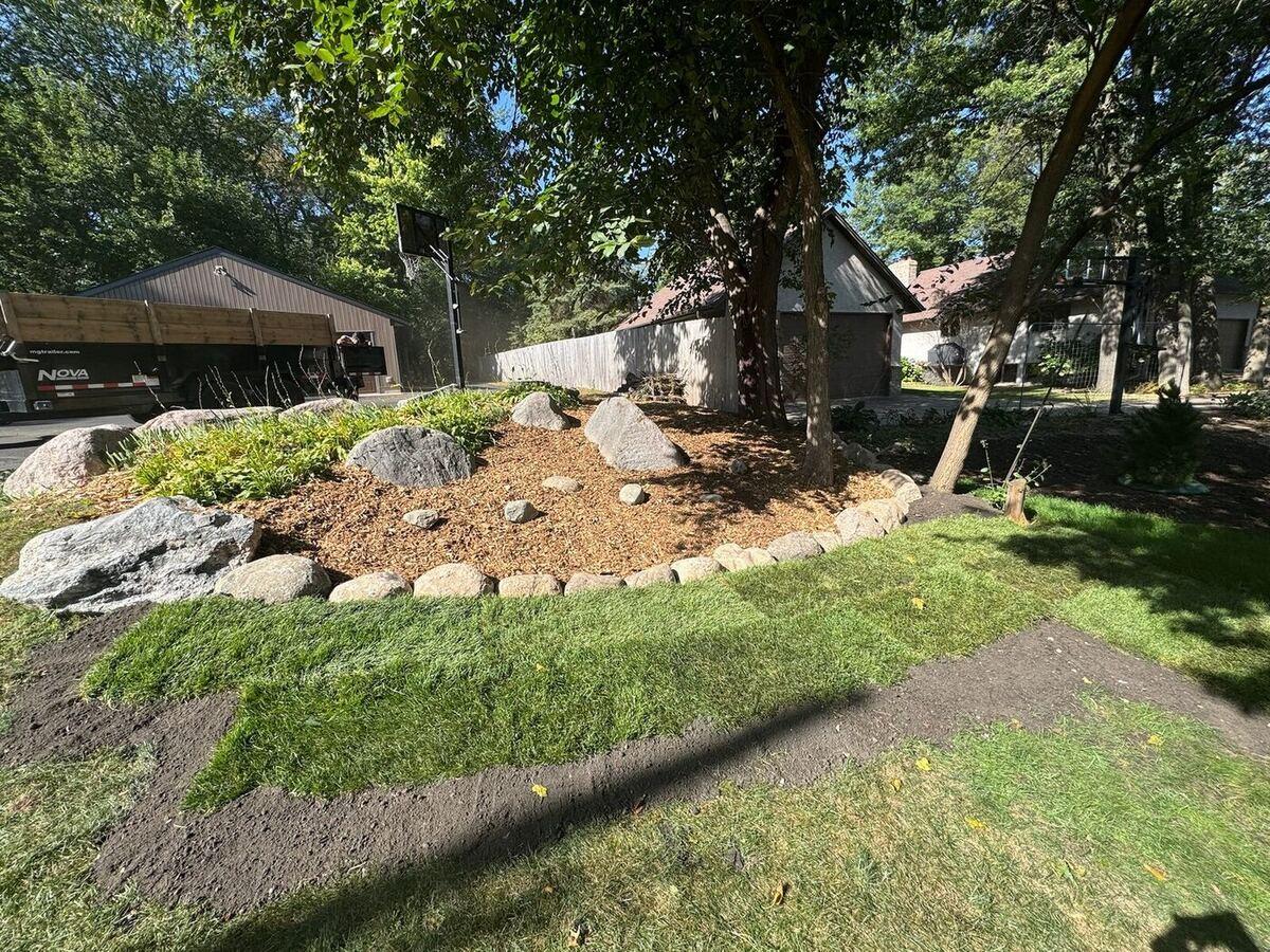 Boulder-Edged Garden Bed